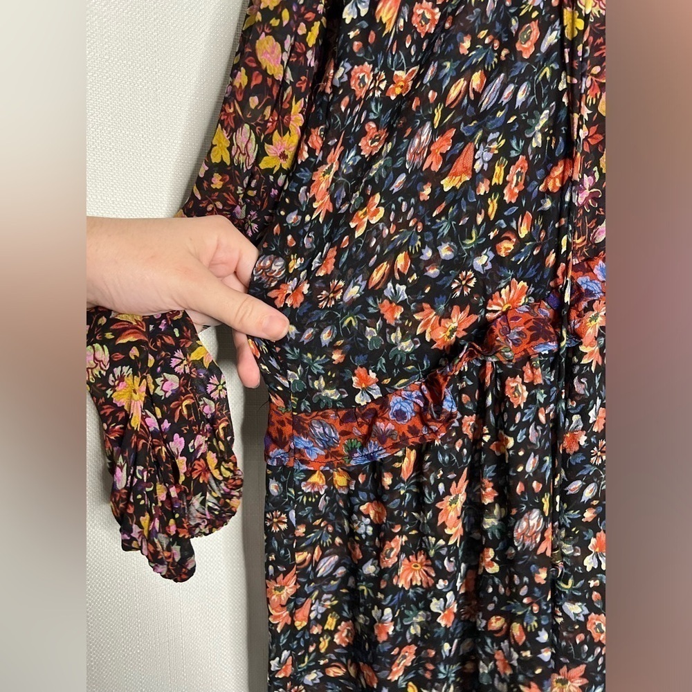 Anthropologie Boho Helene Sheer Floral Long Sleeve Dress XS - Picture 13 of 14